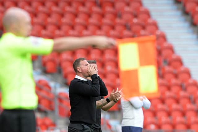 Richie Wellens gives out instructions during the defeat to AFC Wimbledon. Picture: Howard Roe/AHPIX