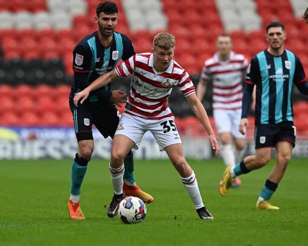 Jack Goodman in first team action for Doncaster Rovers. Photo: Howard Roe/AHPIX