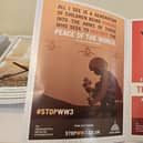 The Stop World War Three display in on show at the Baitul Baseer Mosque in Doncaster,