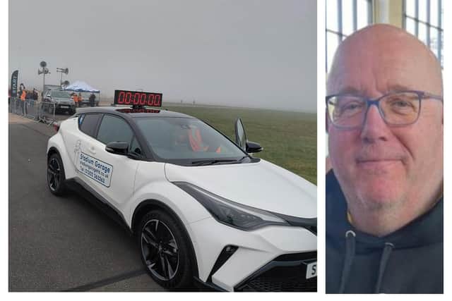 Airport campaigner Mark Chadwick led the Run The Runway event at DSA in his course car.