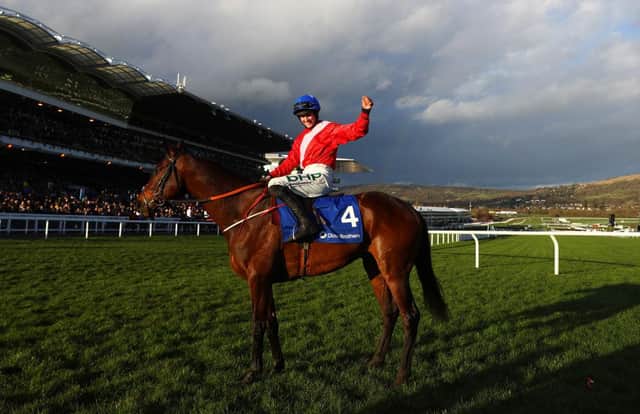 Rachael Blackmore celebrates after riding A Plus Tard to victory at the 2019 Cheltenham Festival. Photo: Michael Steele/Getty Images