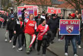 Morecambe fans holding a demonstration ahead of a recent home game.