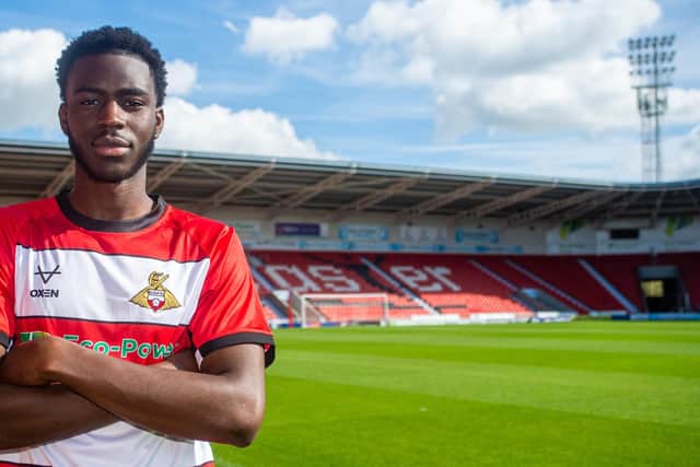 Cliff Byrne says Doncaster Rovers are “very excited” to have landed “unpredictable” striker Modou Faal on a season-long loan from West Brom. Photo: Heather King/DRFC