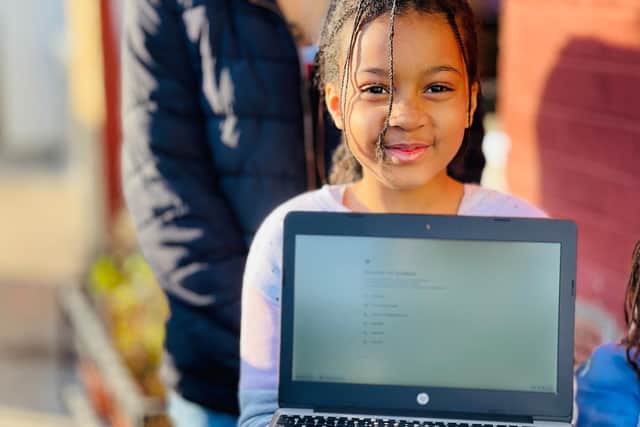 Rane Robinson is tackling her homeschooling with gusto after receiving a laptop from Laptops For Kids in Sheffield