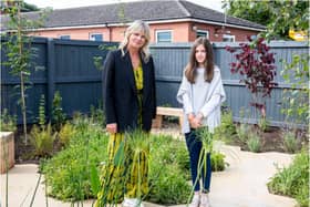 Zoe Ball and Izabella Zogaj in the new Big Bee Garden in Doncaster.