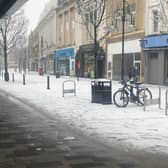 Snow outside the Frenchgate Centre this morning