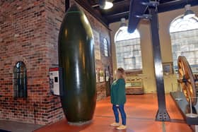 A bomb went off in poland - the big sister version of the bomb seen in kelham island museum with Gemma Holden looking at it.