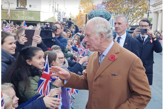 King Charles meets well-wishers outside the Mansion House.
