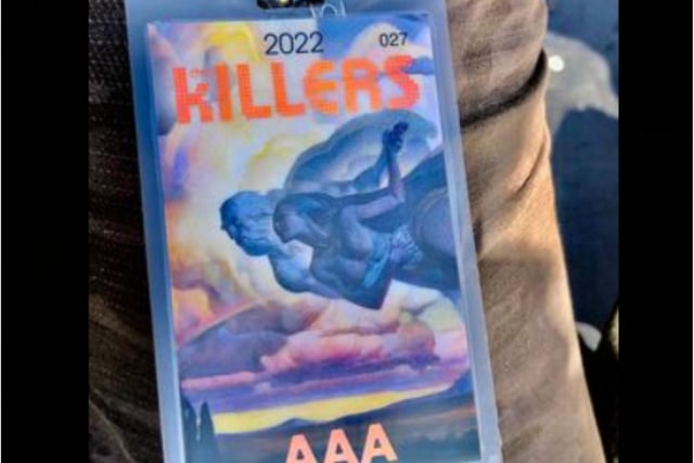 The backstage pass issued to crew members for the Killers gig.
