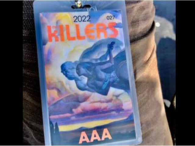 The backstage pass issued to crew members for the Killers gig.