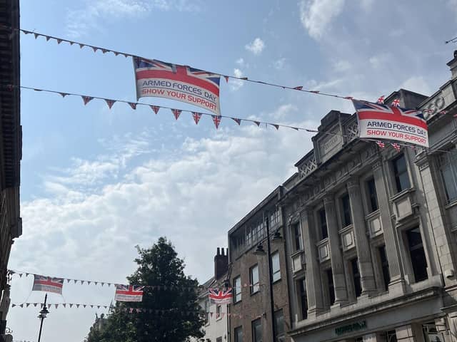 Armed Forces Day flags are on display in Doncaster.