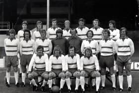 Doncaster Rovers' 1972/73 squad, with Brian Usher fourth from the left on the back row.