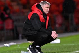 Grant McCann watches on frustratingly during Rovers' draw with Cheltenham.