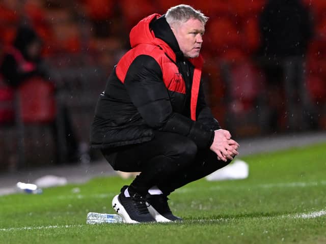 Grant McCann watches on frustratingly during Rovers' draw with Cheltenham.