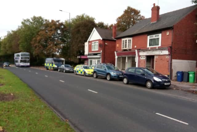 Police at the scene of their investigation after a body was found in a home at Carr House Road, near Elmfield Park, Doncaster on Sunday October 13. The death was being treated as suspoious and murder squad officers were investigating at the time