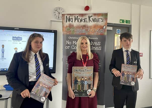 Christina Gabbitas with pupils in Doncaster.