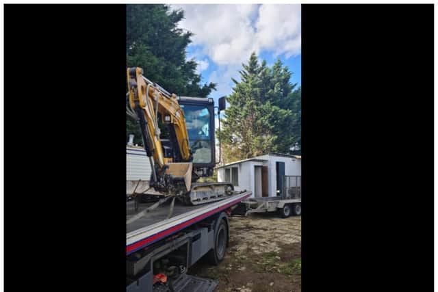 Police found the stolen JCB in disused farm buildings near Doncaster.