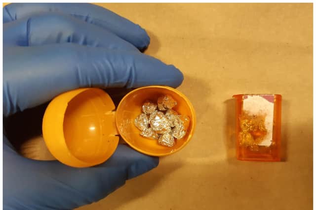 Police found the teen with drugs stashed inside a Kinder Surprise capsule.