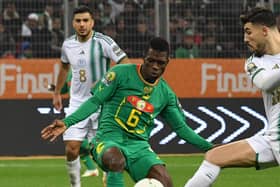 Ousmane Kane in international action for his country Senegal in 2023. (Photo by AFP) (Photo by -/AFP via Getty Images)