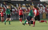 Hayley Wood scores for AFC Bentley against Mosborough.