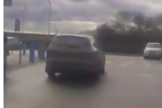 A still from the dash cam footage