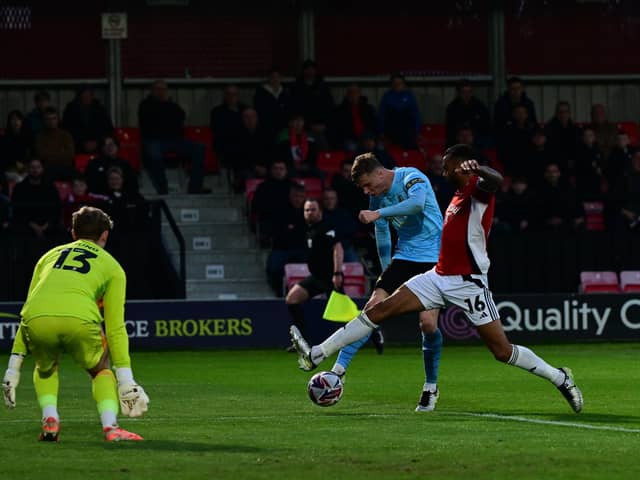 Rovers' Rob Street fires them in front at Salford.