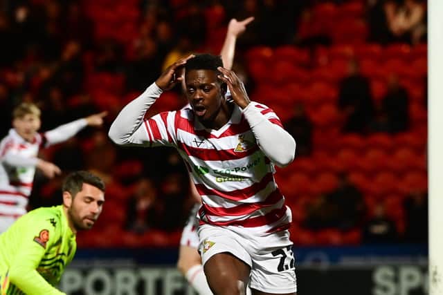 Kieran Agard missed a gilt-edged chance to equalise at the death. Picture: Howard Roe/AHPIX.com