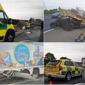 A lorry and van were involved in a collision on the M18 near Doncaster this morning