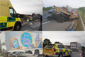A lorry and van were involved in a collision on the M18 near Doncaster this morning