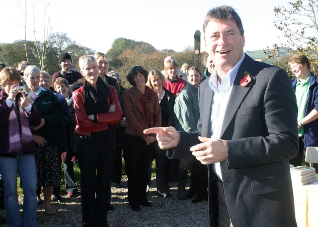 Celebrity gardener Alan Titchmarsh opens the new school garden at Great Hucklow Primary