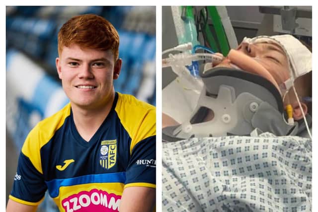 23-year-old Doncaster footballer Sam Kitchen has been left with devastating injuries and is unable to walk.