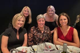 Zoe Linitin, DBTH Chief People Officer, Sam Debbage, DBTH Director of Education and Research, and the Health and Wellbeing Team at 2023 Excellence in People Awards.