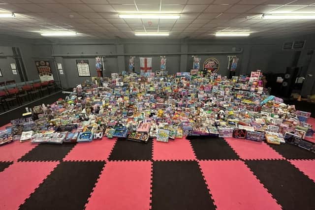 The huge pile of presents collected for the annual Doncaster Children's Toy Appeal.
