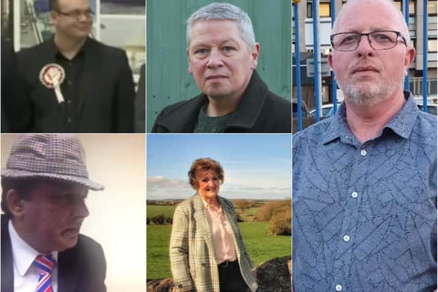 Five of the candidates in the Doncaster mayoral election. (clockwise from top left) Frank Calladine (Independent), Warren Draper (Green Party), Andy Budden (Yorkshire Party), Joan Briggs (Independent), Surgit Singh (Reform UK)