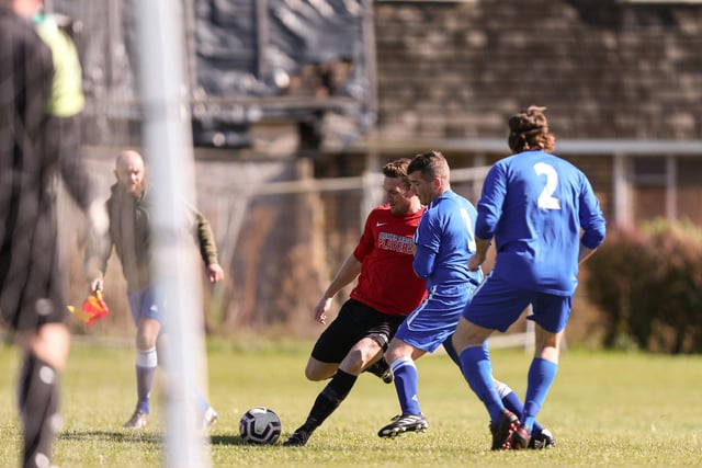 Action from FC Strawberry's 2-0 Mid-Solent League victory against Wymering. Picture: Chris Moorhouse