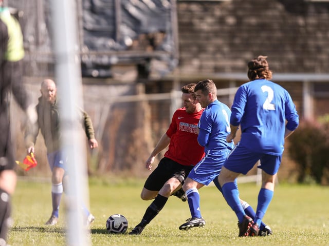Action from FC Strawberry's 2-0 Mid-Solent League victory against Wymering. Picture: Chris Moorhouse