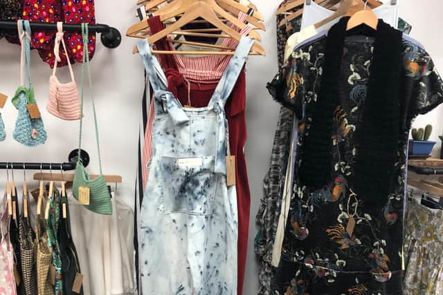 Dungarees and dresses made by Rebecca.