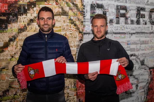 Doncaster Rovers' new head coach Danny Schofield with the club's head of football operations James Coppinger. Photo: Heather King/Doncaster Rovers.