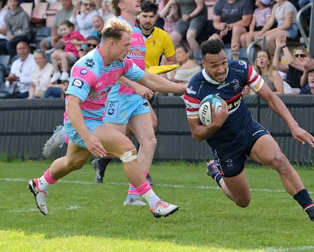 Doncaster's Jordan Olowofela races in to score against Coventry in the Championship last Saturday. (Picture: Jonathan Gawthorpe)