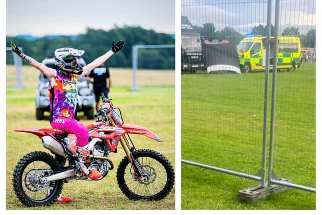 Ambulances raced to Town Fields after stunt bike rider Jay Bentham was seriously injured in a crash.