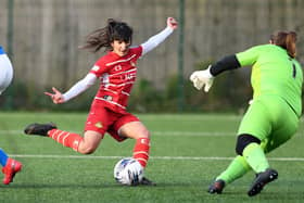 Nadia Khan in action for Doncaster Rovers Belles.