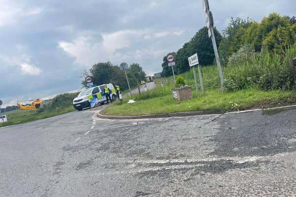 Emergency services at the scene in Sandtoft this morning.