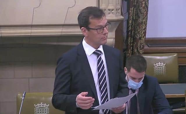 Don Valley MP Nick Fletcher speaking at a debate at Westminster Hall on International Men's Day