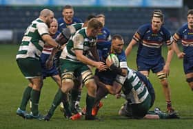 Doncaster Knights and Ealing Trailfinders, pictured battling it out on the pitch, are fighting it out for the Championship title and also the right to be promoted to the Premiership.