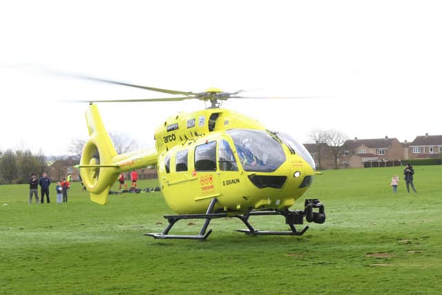 The air ambulance in Conisbrough. Picture by Paul Thomas Ford