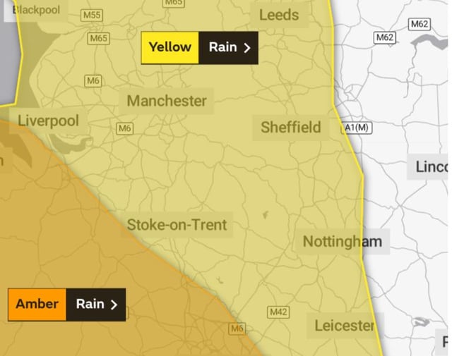 Yellow rain warning for our region