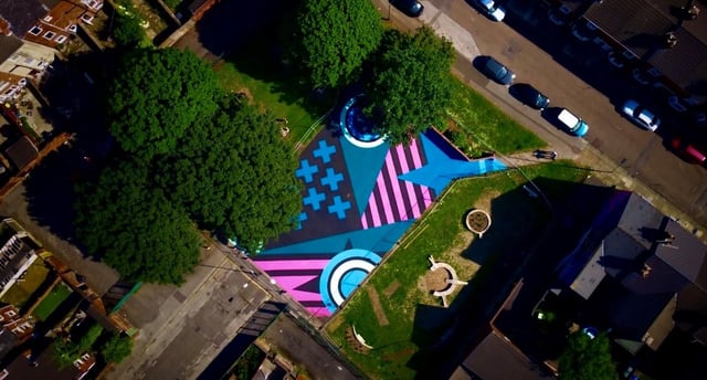 An aerial shot of the park.