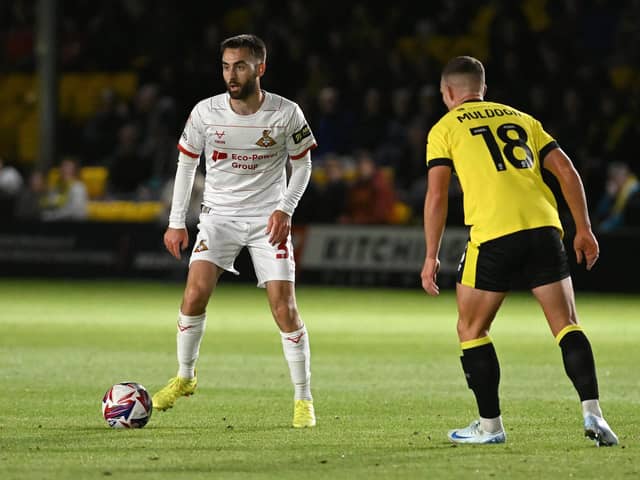 Ben Close in action at Harrogate, where he made his first league start since January.