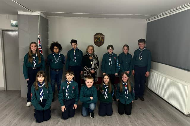 Dame Rosie Winterton met members of Kirk Sandall and Barnby Dun Scouts.