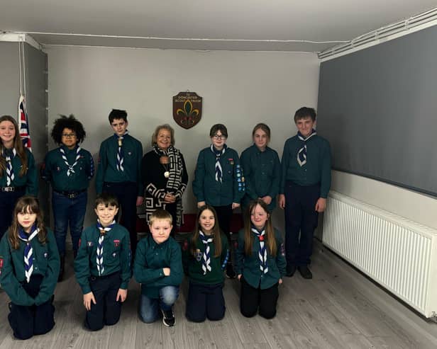 Dame Rosie Winterton met members of Kirk Sandall and Barnby Dun Scouts.